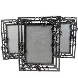 Connoisseur Pewter Metal Leaf Vine Picture Frames Set of 3 Botanical 4x6 Table
